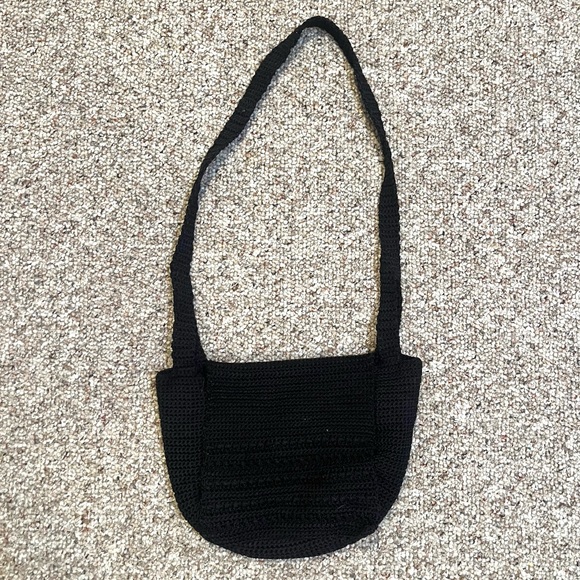 Handbags - Vintage black knitted crossbody purse